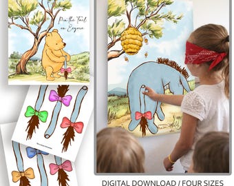 Juego de ponerle la cola a Igor (imprimible): Set de juegos para fiestas de burros, actividad de cumpleaños para niños, cartel y colas, diversión para baby shower.