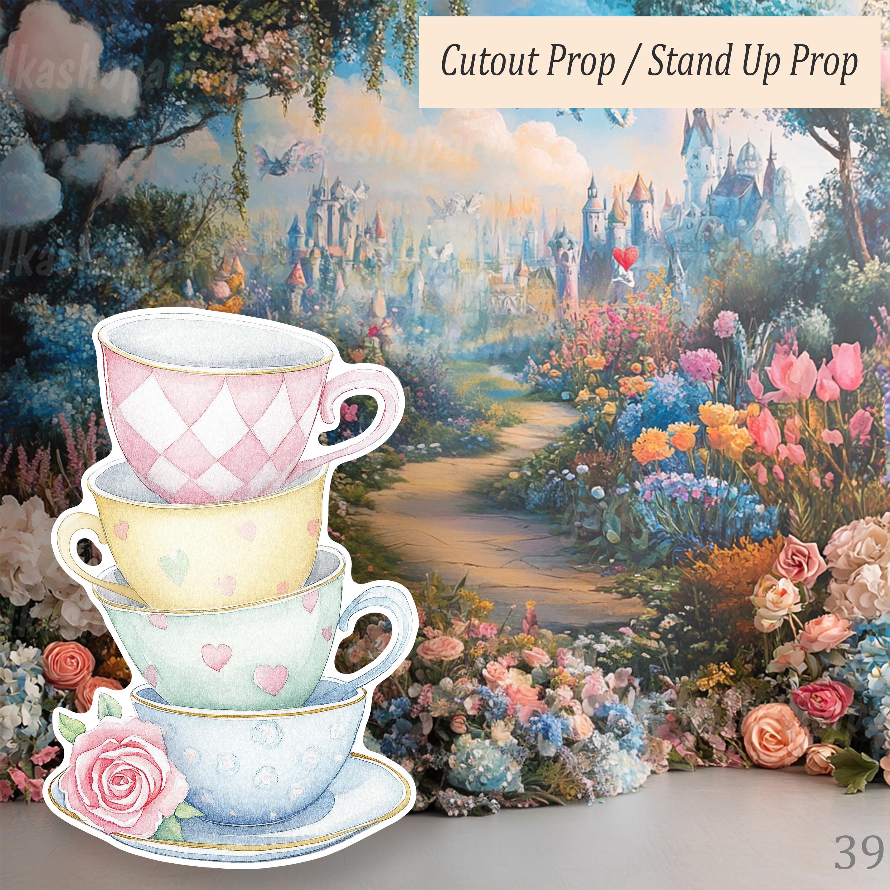 Large Tea Cups Cutout, Alice in Wonderland Party Standee, Mad Hatter ...