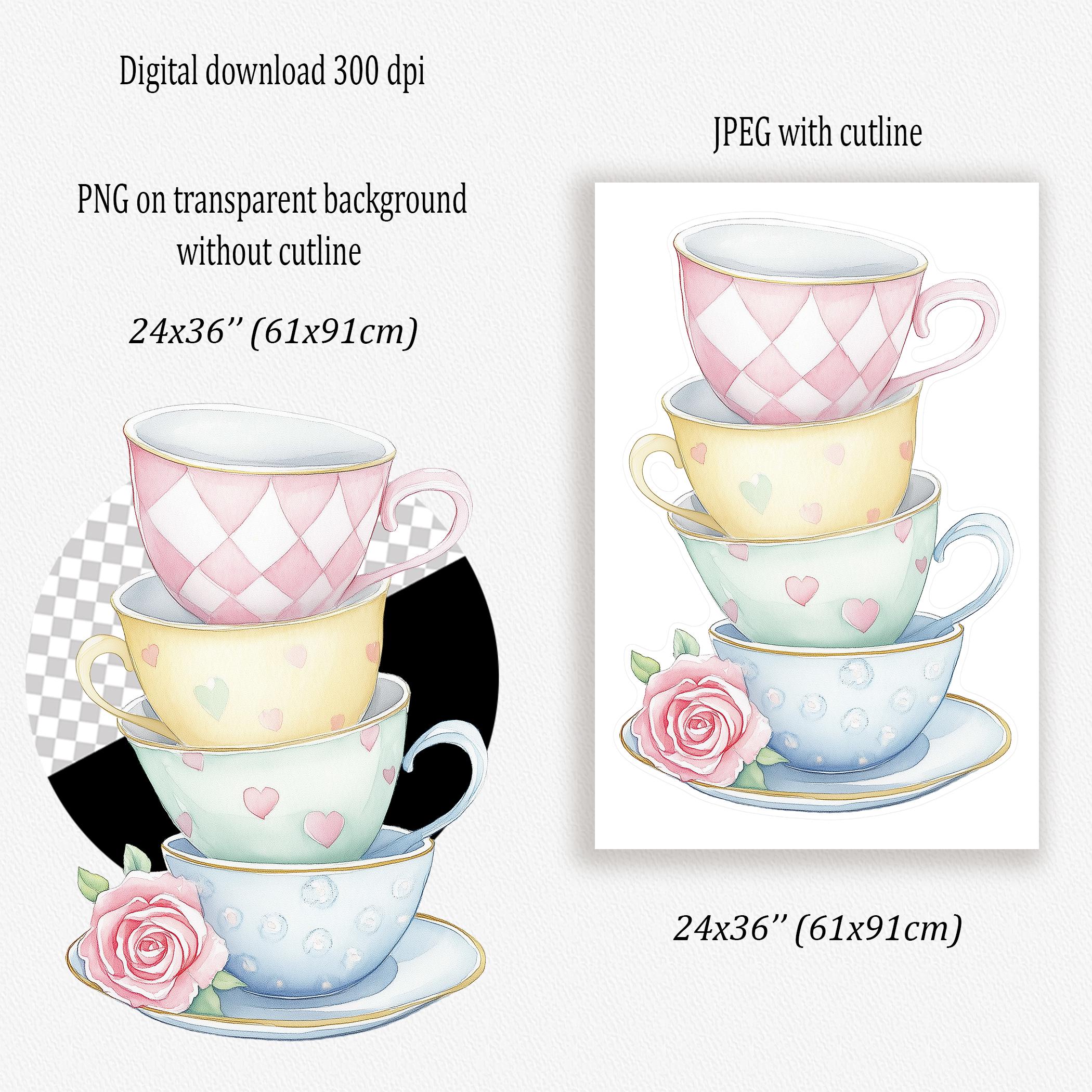 Large Tea Cups Cutout, Alice in Wonderland Party Standee, Mad Hatter ...