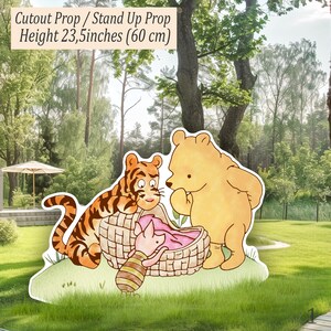 Big Digital Cutout Decor: Classic Winnie the Pooh with New Baby and Friends for Baby Shower & Birthday Party, Stand up prop, BackYard decor
