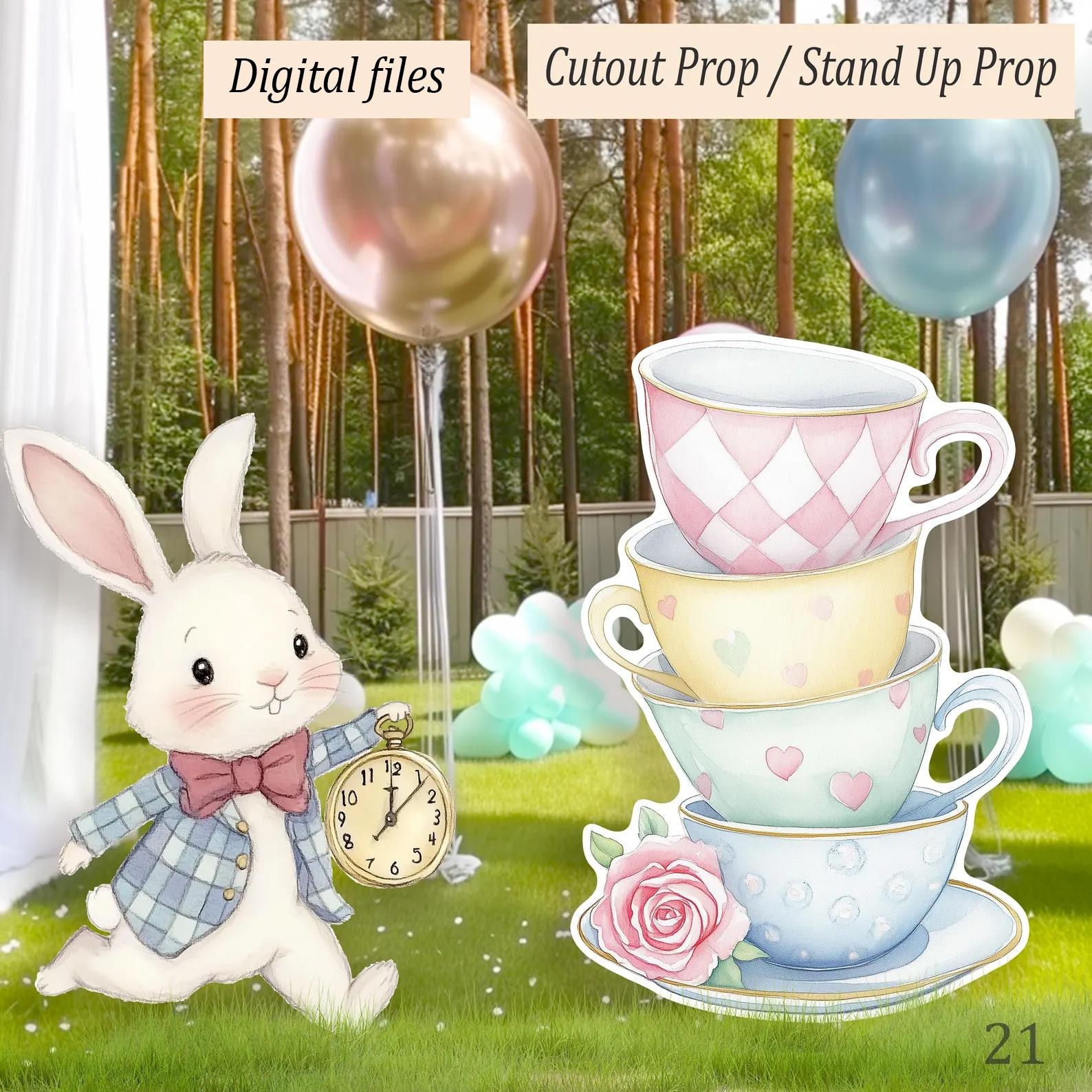 Large Tea Cups Cutout, Alice in Wonderland Party Standee, Mad Hatter ...