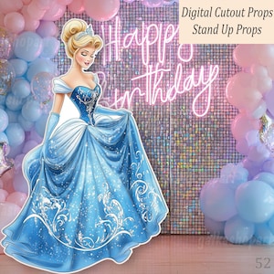 Princess Cinderella Cutout: Printable Stand Up Prop for Girl Birthday Party & Fairytale Theme Decor, Backyard Standee for Photo Zone