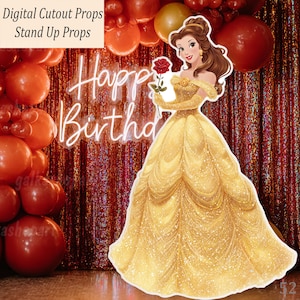 Princess La Belle Cutout from Beauty and the Beast: Life Size Standee for Girl Birthday & Fairytale Party, Garden Display or Photo Backdrop