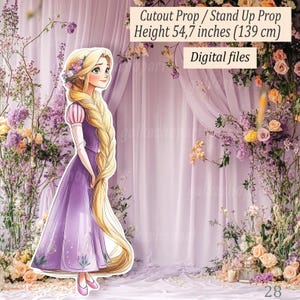 Princess Rapunzel Big Cutout Decor: Stand up prop for Girl Birthday Party, Printable Backyard Standee, Quinceanera Fairytale decoration