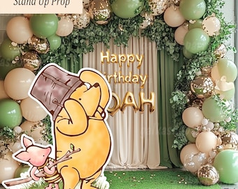 Klasyczny Kubuś Puchatek i Prosiaczek – duży, do druku element dekoracyjny na baby shower i urodziny