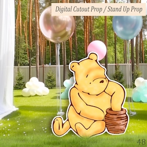 Big Cutout Decor Classic Winnie The Pooh with Honey Pot for Baby Shower & Birthday Party; Printable Stand Up Prop, Backyard Decor