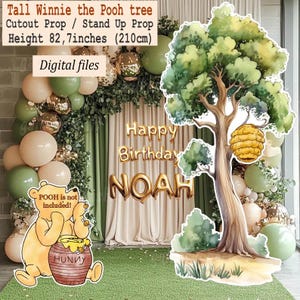 Digital Cutout Decor: Large tree with beehive from Classic Winnie the Pooh for Baby Shower & Birthday Party Printable stand up prop