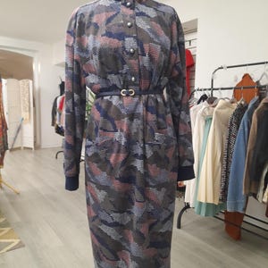 Patterned Long-Sleeve Vintage Dress