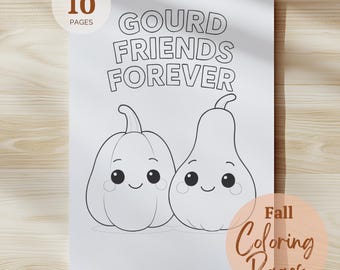 Herbst Malseiten, 12 süße Herbst Ausmalseiten, gemütliches Herbst Malbuch für Kinder & Erwachsene, Malvorlagen, Instant Download PDF,