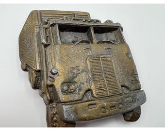 Hebilla de cinturón vintage de latón para camión semirremolque, años 70, con diseño de cabover en relieve 3D, n.° 3275