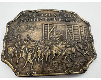 Hebilla de cinturón conmemorativa vintage de la Central & Union Pacific Railroad Co. – 1976
