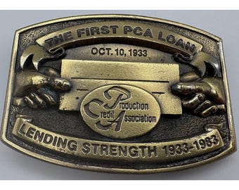 Hebilla de cinturón vintage del 50.º aniversario de la Asociación de Crédito de Producción PCA de 1983