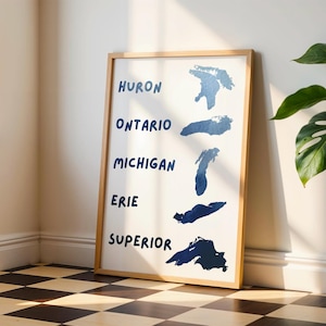 Great Lakes Blue Watercolor Digital Art Print for Wall Art Downloadable Print for Michigan State Wall Decor Digital Print for Home Decor