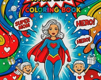 Libro para colorear digital para mamá, regalo del Día de la Madre, 55 páginas para adultos y niños.