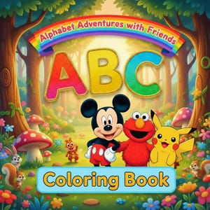 ABC Digital Coloring Book for Kids, Alphabet Adventures with Friends: Cartoon Characters, Toddler Learning.