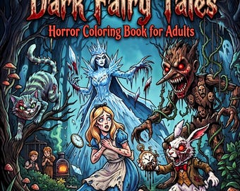 Dark Fairy Tales Horror Coloring Book for Adults, 50 Printable Gothic Coloring Pages PDF