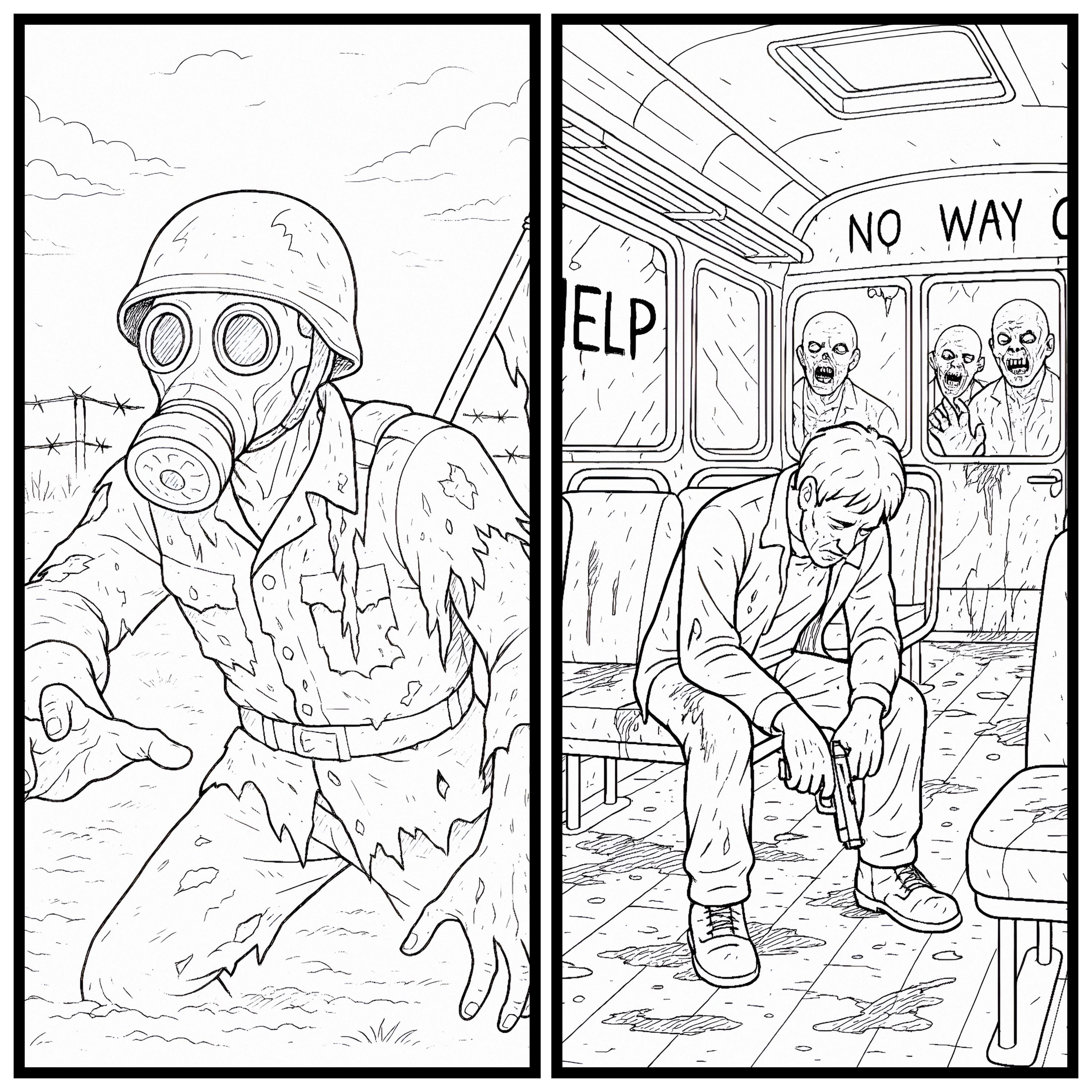 Zombie Apocalypse Coloring Book: 20 Creepy Horror Pages (PDF Download ...