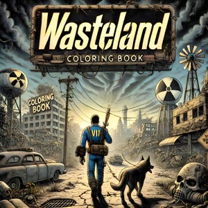 Wasteland Digital Coloring Book for adults: Inspired by Fallout. 85 pages.
