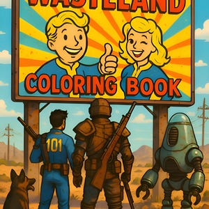 Fallout-Inspired Wasteland Coloring Book PDF – Post-Apocalyptic Digital Download for Adults & Teens – 140 Printable Pages
