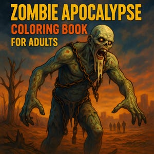 Zombie Apocalypse Digital Coloring Book for Adults: 20 Printable Creepy Horror Pages. (PDF, Instant Download)
