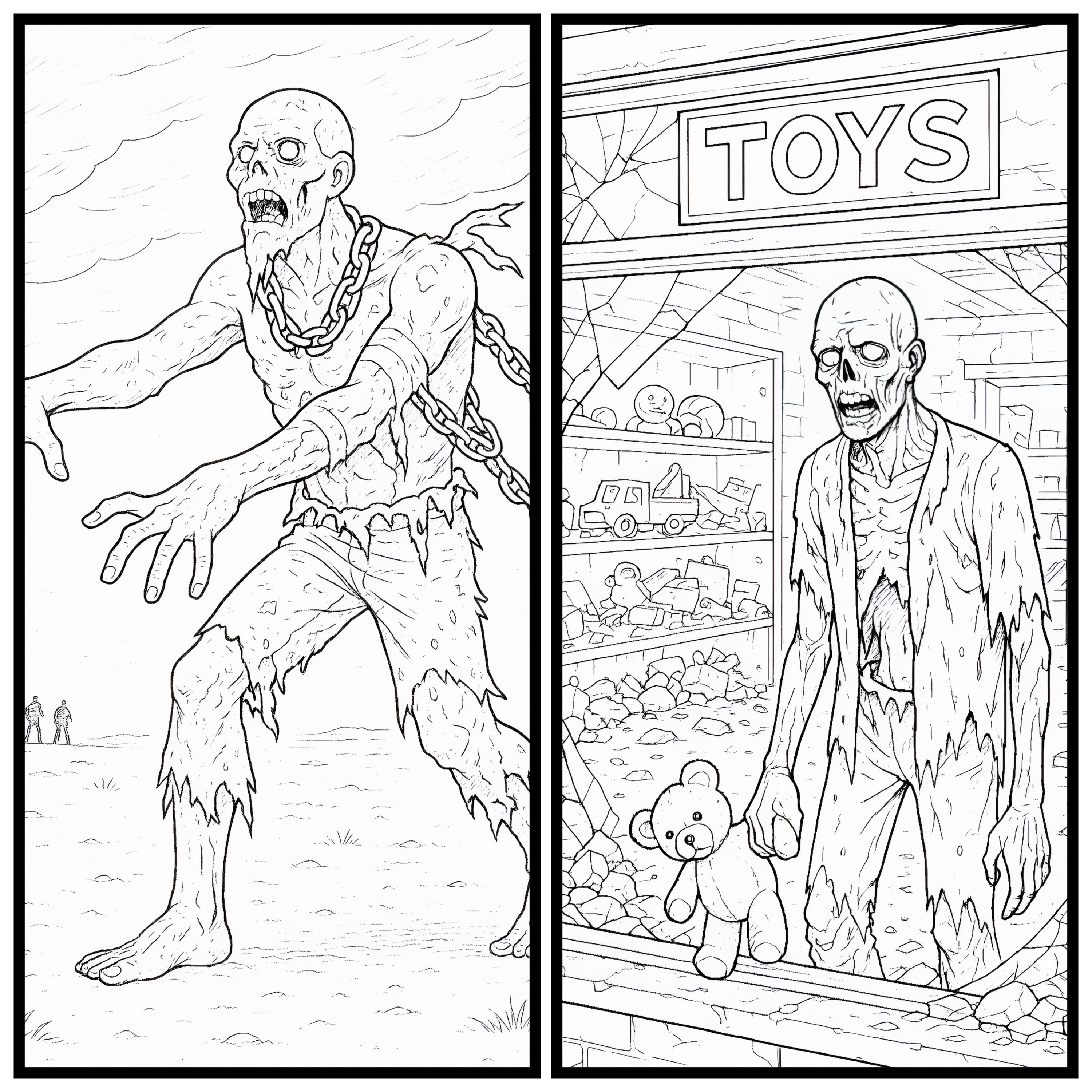 Zombie Apocalypse Coloring Book: 20 Creepy Horror Pages (PDF Download ...
