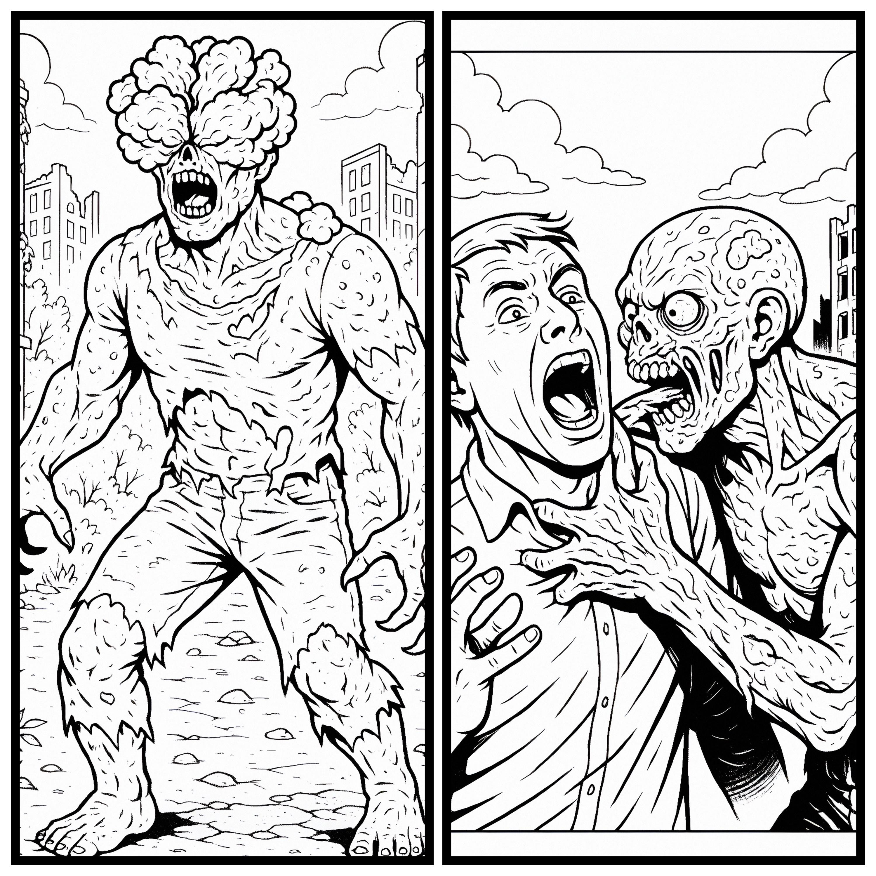 Zombie Apocalypse Coloring Book: 20 Creepy Horror Pages (PDF Download ...