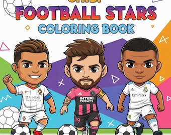 Chibi Football Stars Coloring Book: Soccer Player Pages (PDF A4 Format)