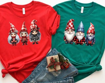 Matching Gnome Christmas Shirts, Family Gnome Christmas Outfit, Mom Dad Kids Christmas Tee, Cute Holiday Gnome Tee, Plaid Gnome Sweatshirt