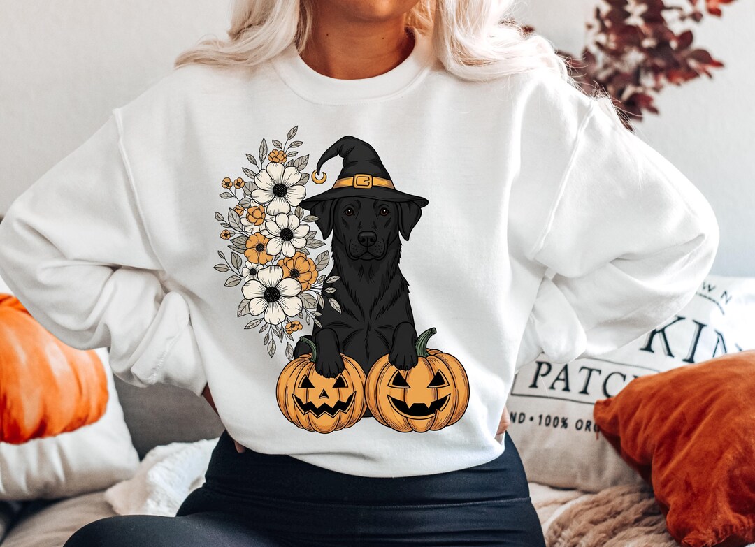 Floral Dog Halloween Sweatshirt | Witch Hat Dog T-shirt | Pumpkin Dog ...