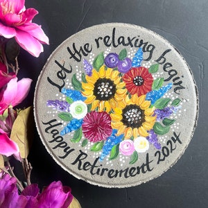 RETIREMENT GIFT, Hand Painted Stepping Stone, Paverstone, Retirement Gifts, Retirement Gift, Gift for Woman, Gift for Teacher Retirement, 12