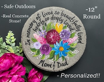 Wildflower Memorial Stone, Memorial Garden Stone, Memorial Gift, Memorial Gifts for Mom and Dad, Sympathy Gifts, 12" Round Paver Stone