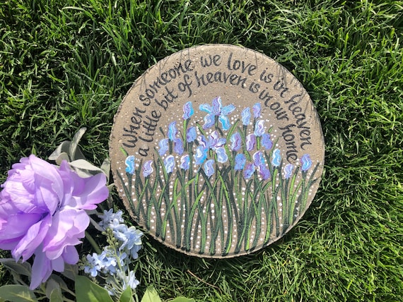 Painted MEMORIAL Steppingstone, Iris Flower Color, Garden