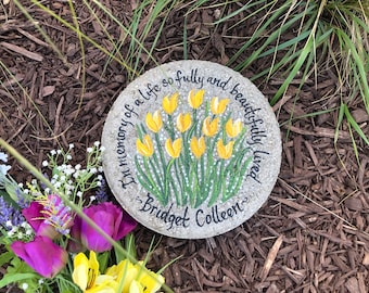 MEMORIAL Stepping Stone, Personalized Garden Stone, Tulips, Memorial Garden Stone, Memorial Garden Stones, Dad Sympathy Gift, Sympathy Gifts