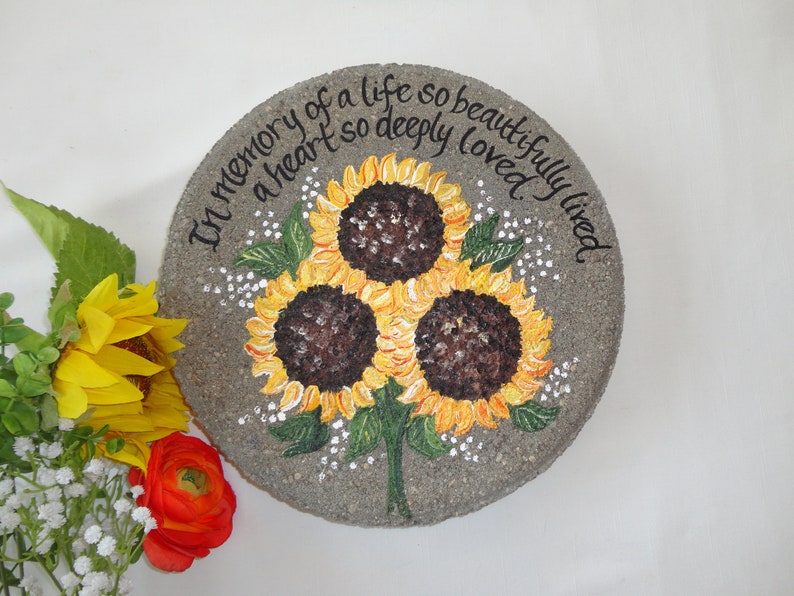 MEMORIAL GIFT Sunflower Memorial Garden Stone Memorial Gift Etsy