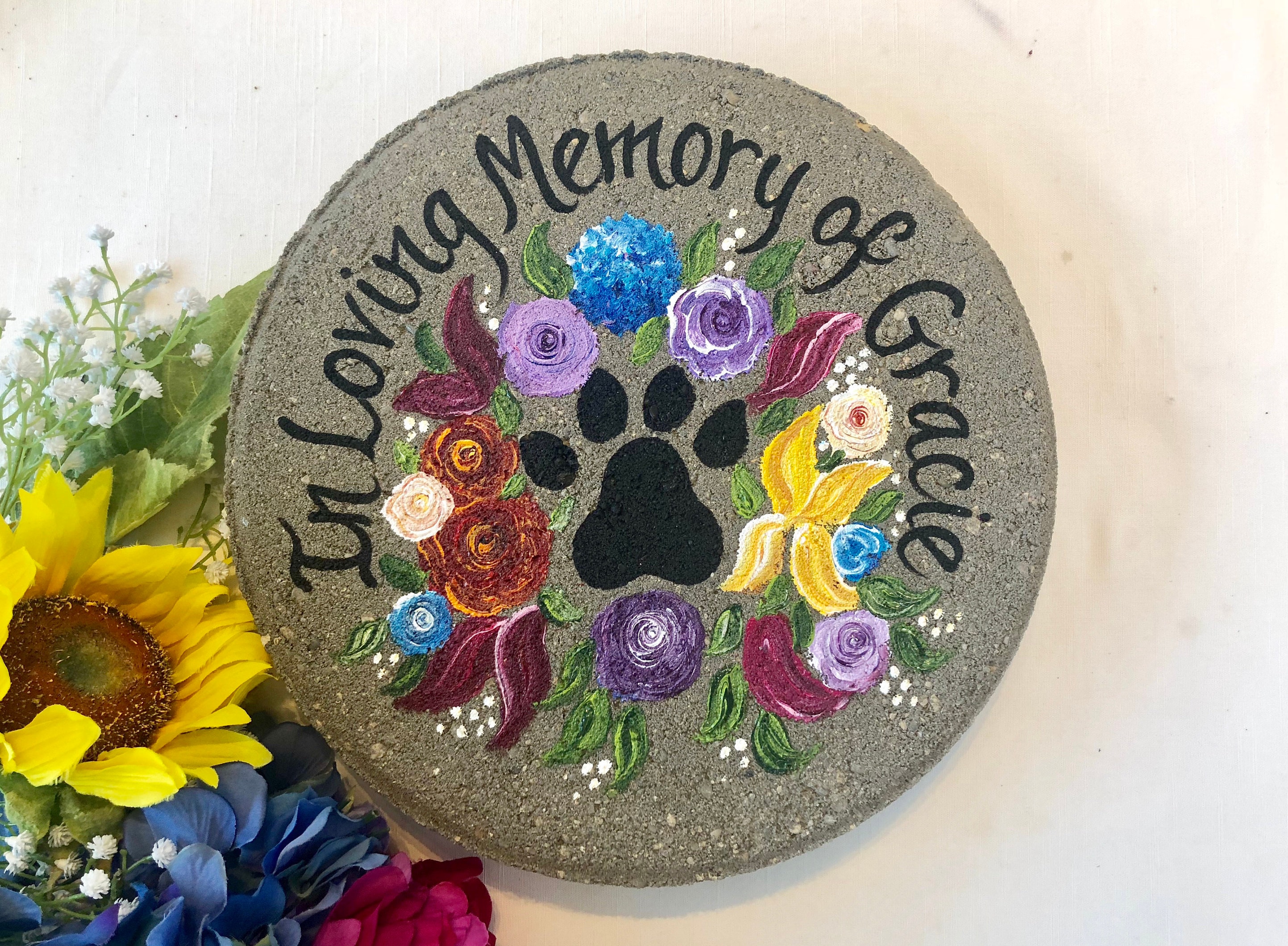 Loss of Pet Gift, Paw Print Dog Stone, Memorial Gift, Garden, Sympathy ...