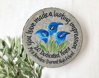 Retirement Gift, Retirement Stone, Retirement Gift Ideas, Retirement Gifts Women, Blue Calla Lillies, Teacher Gift, Blue Calla Lily flowers