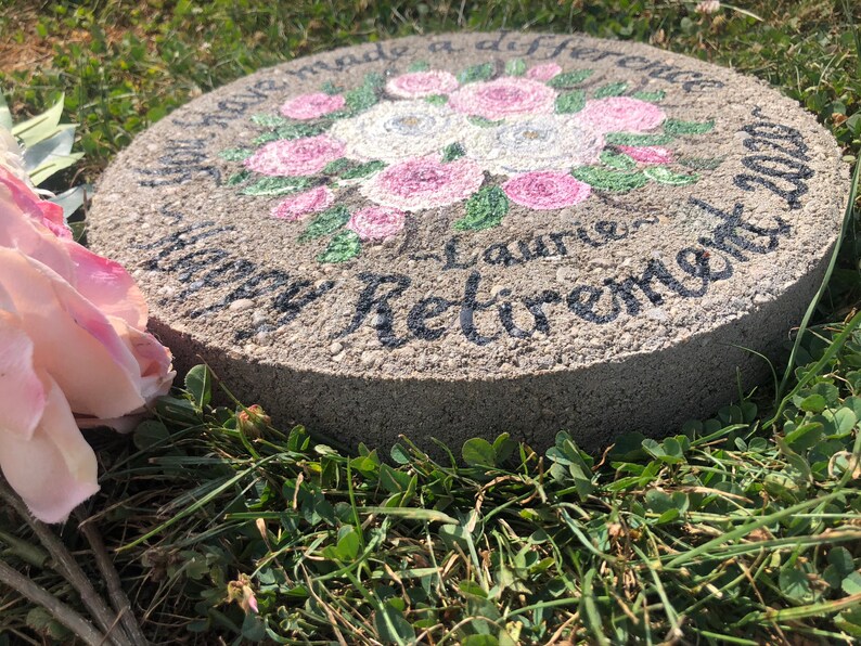 Retirement Gift Pink Roses Retirement Stone Retirement Etsy