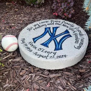 Piedra conmemorativa de béisbol de los Yankees: regalo conmemorativo pintado a mano imagen 12