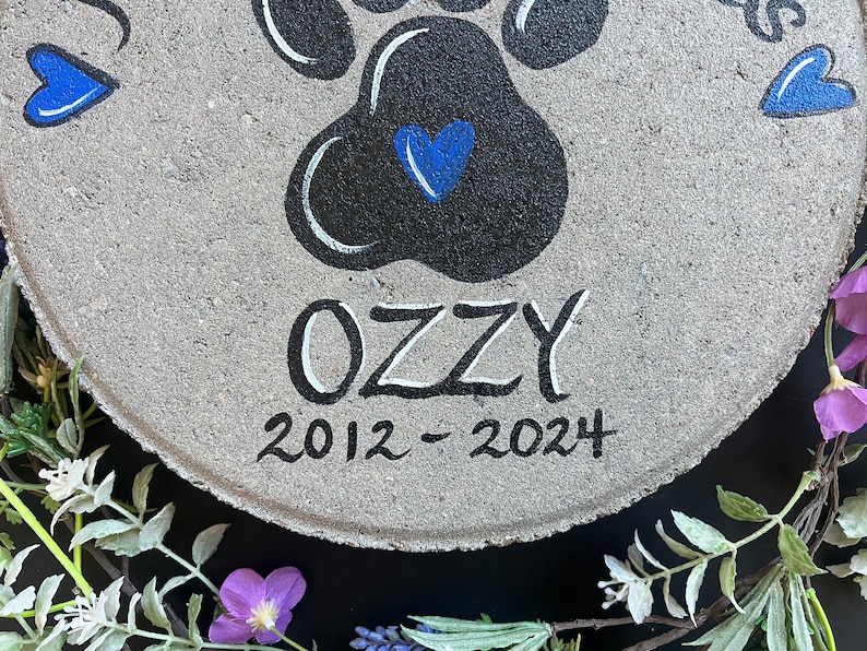 Personalized Paw Print Pet Memorial Stone - 12" Dog Cat Grave Marker - Etsy