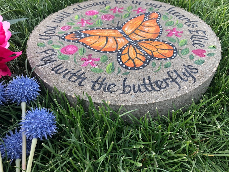 MEMORIAL Garden Stone Personalized Memorial Stone Butterfly Etsy