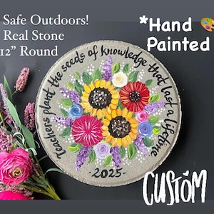 RETIREMENT GIFT, Teacher Gift Stepping Stone, Retirement Party, Personalized Garden Paver, Wildflowers Wild flowers, PERSONALIZED, 12&quot;