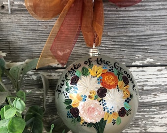 Parents of the Bride Ornament, Mother of the Groom Ornament, Mother of the Bride Gift, Wedding Ornament, Flower Bouquet Ornament, Parent