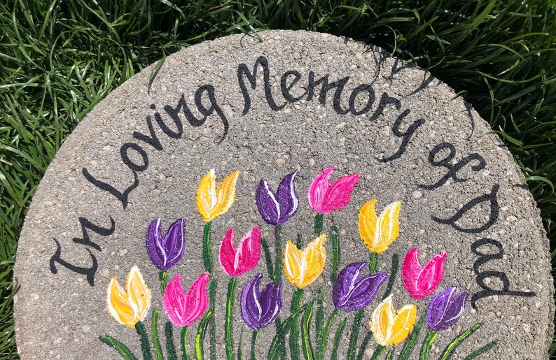 MEMORIAL Stepping Stone Personalized Garden Stone Tulips Etsy