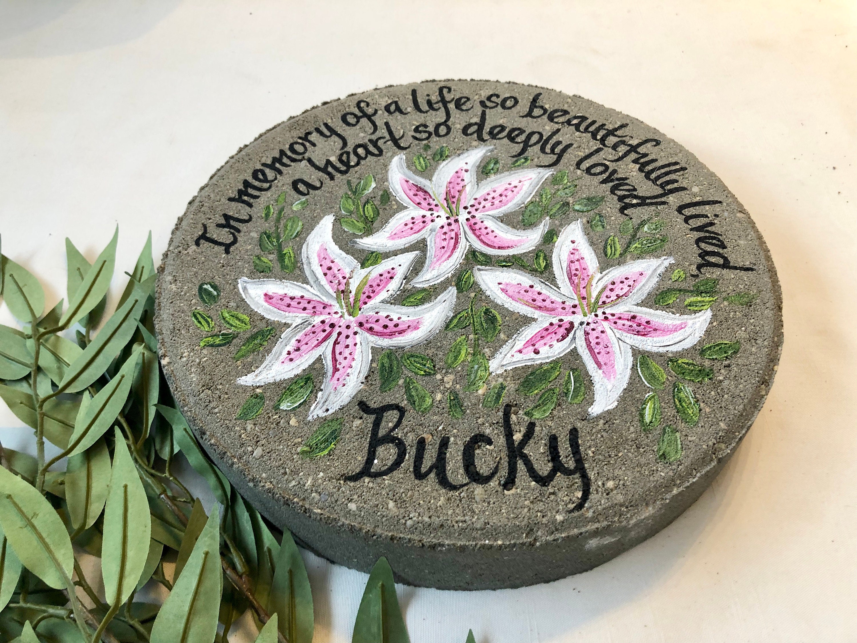 STARGAZER LILY Memorial Stone Memorial Garden Stone Memorial Etsy