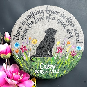 Hand Painted Labrador Dog Memorial Garden Stone: Loss of Pet Gift