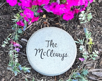 FAMILY Name Last Stepping Stone, Front Door Welcome Stone, Garden Stepping Stone: Heavy-Duty Real Stone Paver - Stepping Stones - 12"