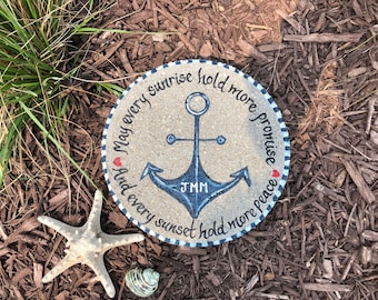 MEMORIAL Gifts - Loss of Mom- Memorial Gifts Bereavement - Nautical Memorial Garden Stone - Bereavement Gift - Memorial Gifts -Anchor