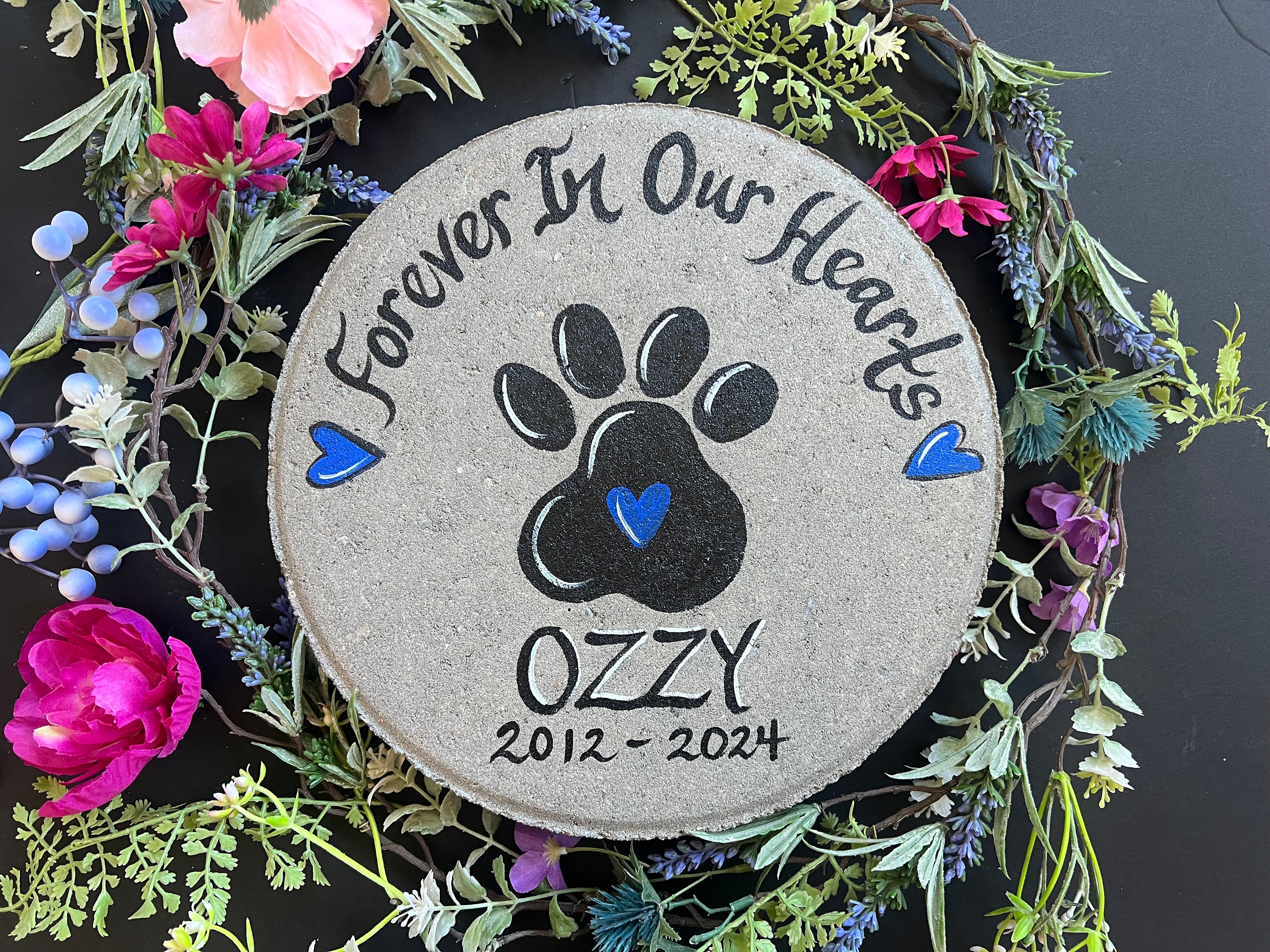 Personalized Paw Print Pet Memorial Stone - 12" Dog Cat Grave Marker - Etsy