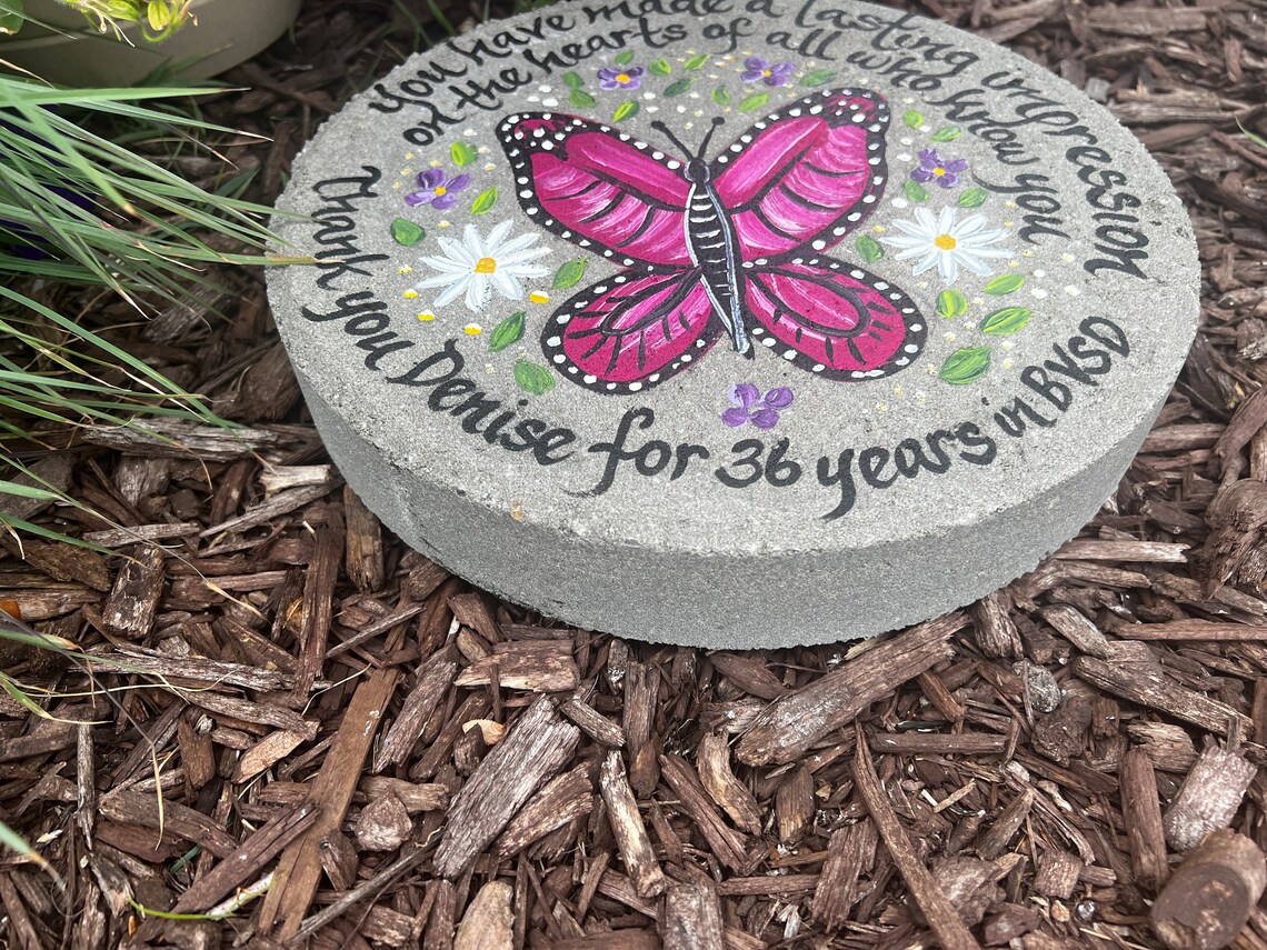 Retirement Gift PINK BUTTERFLY Retirement Stone Retirement Etsy