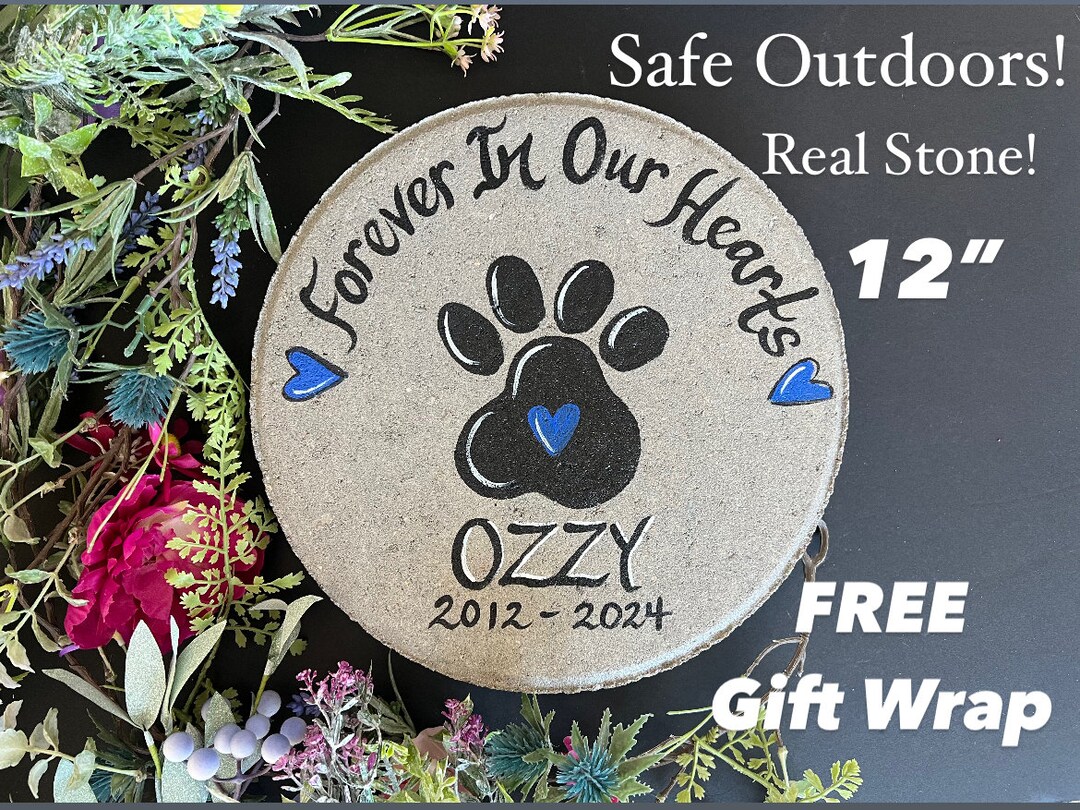 Personalized Paw Print Pet Memorial Stone - 12" Dog Cat Grave Marker - Etsy